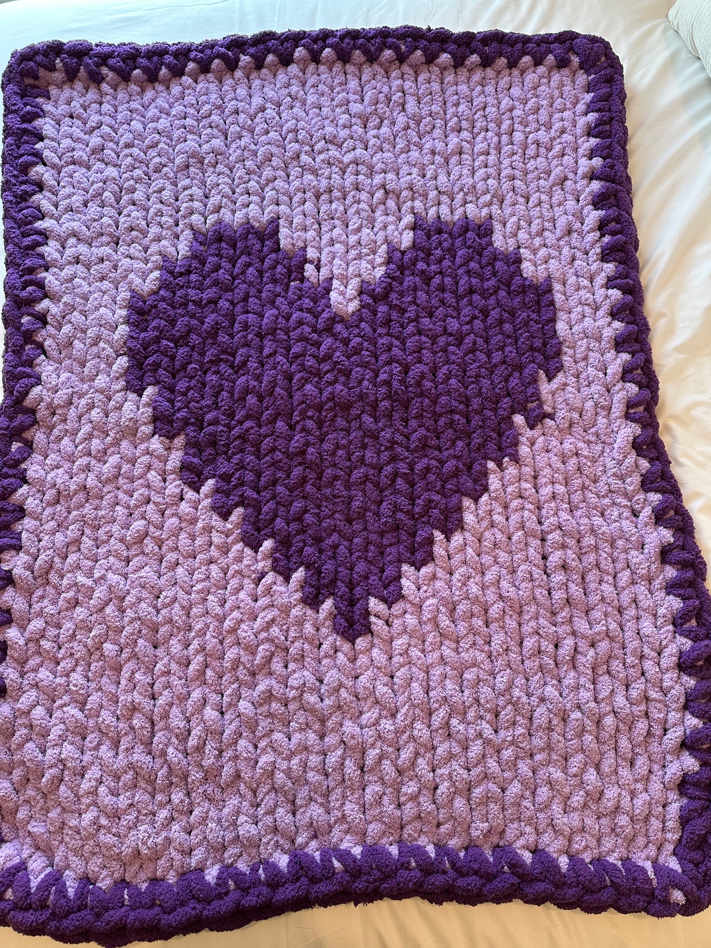 Handmade Purple Hearts blanket 28x45