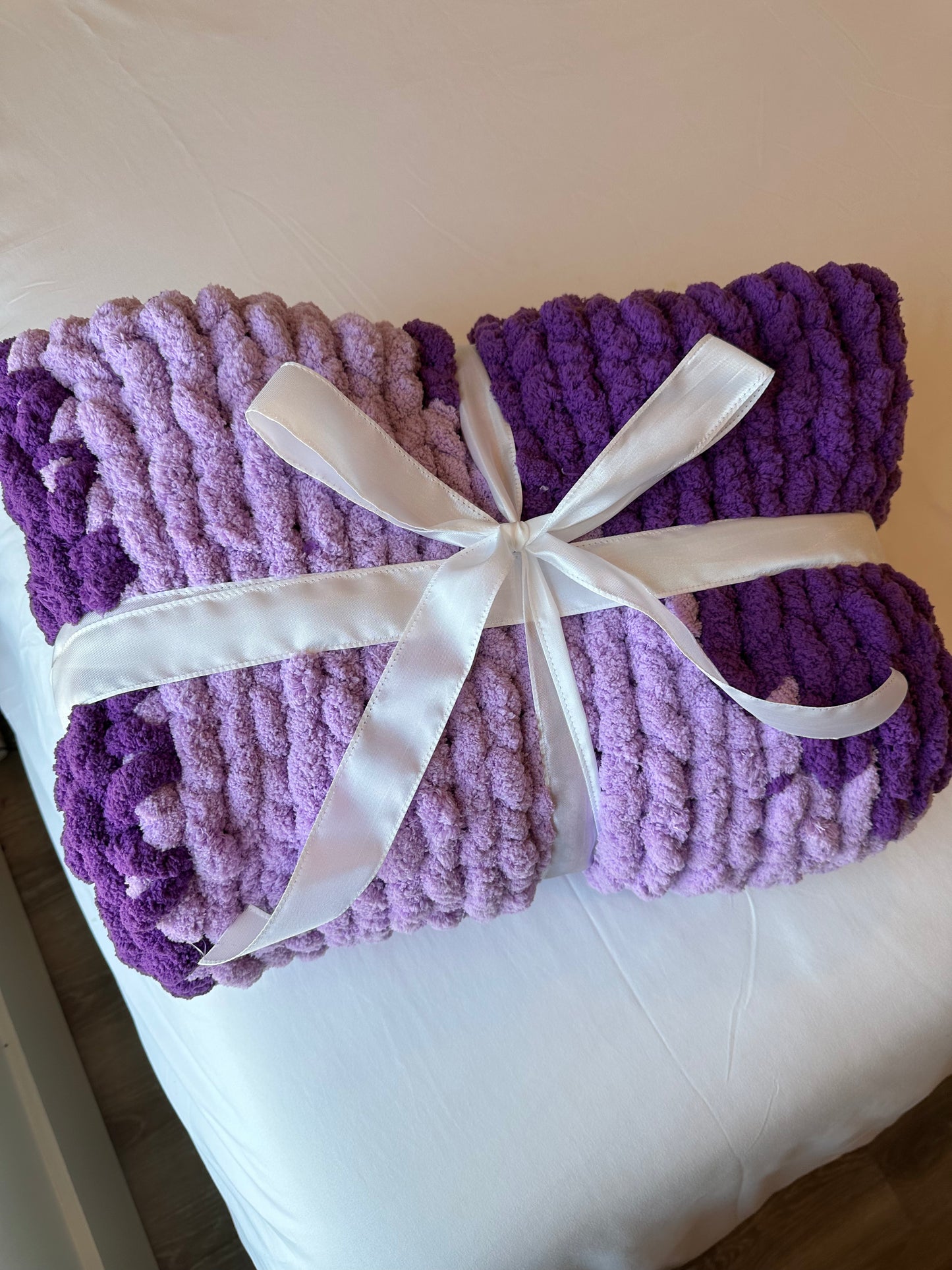 Handmade Purple Hearts blanket 28x45
