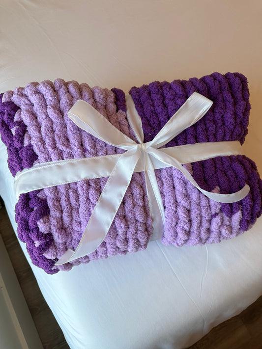 Handmade Purple Hearts blanket 28x45
